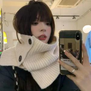 여성 털 넥워머 넥폴라 목플러 단추 패션 여자 (45G3u)
