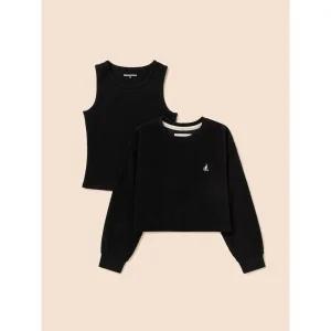 [BEANPOLE KIDS] 골벨로아 크롭 스웨트 셔츠 &민소매 티셔츠 상상SET  블랙 (BI5941G065)