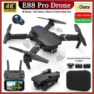 드론 새로운 E88 RC 4K 전문가용 1080P 광각 듀얼 HD 카메라 접이식 헬리콥터 WIFI FPV 고도 유지 앞치마