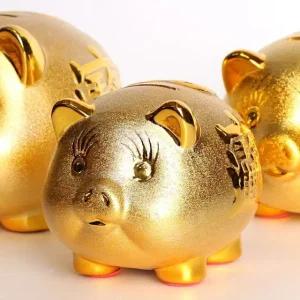 황금돼지 저금통 대형 장식 통집들이 선물 재무관리 저축용품 (WFJZOAK)