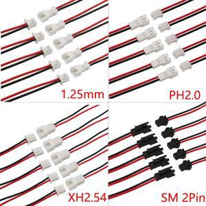 호환 2510PAIRS 마이크로 2 핀 JST 1.25   PH 2.0 XH 2.54 SM 2P 수 플매트   암 소켓 커넥터 (와이어 케이