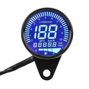 DR650 디지털 속도계 12V DC 범용 모터사이클 LED 타코미터 오일 레벨 미터 KM H 블랙