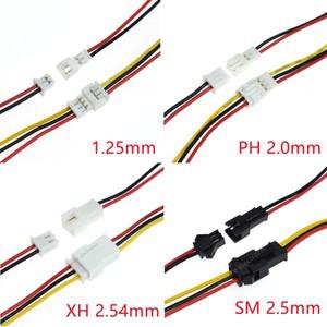 2/5/10Pairs JST 1.25 PH/SM2.5/XH 2.54 피치 Male Female 와이어 커넥터 2P 3P 4P 5P 6P 플러그 잭 터미널