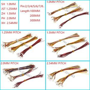 10Pcs 1.0 1.25 2.0 2.54 Sh/Jst/Zh/Ph/Xh 암 플러그 커넥터 (와이어 2/3/4/5/6/7/8/P 핀 포함)