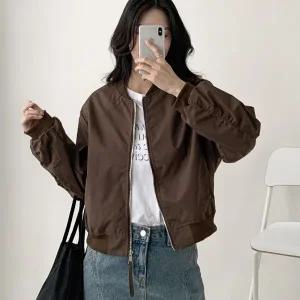 [다잇템] 여자 미니멀리즘 데일리 공항 가을아우터 고무줄 블루종 점퍼