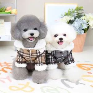 캐주얼 체크패턴 안감 뽀글이 무스탕 자켓 반려동물 애견복 반려견티셔츠 애견외출복 강아지외출복