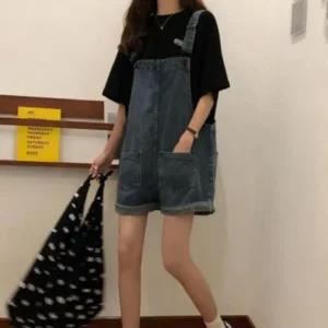 청 나들이 점프수트 간절기 멜빵 데일리 하객룩 바지 가을 데님 원피스 반바지