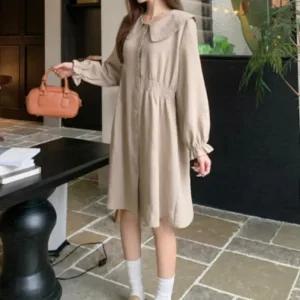 러블리 밴딩 하객룩 원피스 나들이 간절기 긴팔 캐주얼 데일리 가을 빅카라 가을 봄