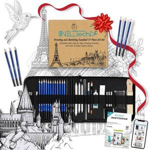 NIL TECH 37피스 프리미엄 쉐이딩 연필, 독점 튜토리얼 및 스케치 패드 포함 - 생일, 명절 선물 또는 자세한 스케치, 세밀한 쉐이딩에 이상적인 아티스트 선물로 완벽합니다