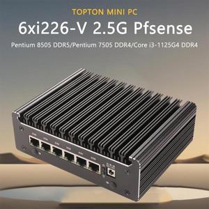 산업용 팬리스 미니 데스크탑 컴퓨터, N100 펜티엄 골드 7505, 마이크로 방화벽 기기, 6 * 2.5Gbe, i226 LA