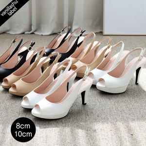 [바닐라슈] 엘레나 토오픈 가보시 슬링백힐(8cm,10cm)