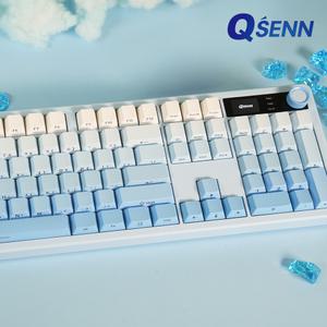 큐센 Q104 LCD 풀윤활 가스켓 유무선 기계식 키보드 그라데이션 블루소다 하이무 저소음 딥블루