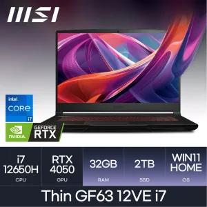 MSI노트북 Intel i7+4050 l Thin GF63 12VE i7 (Win11 / RAM 32GB / 2TB) +마우스 증정 HMC