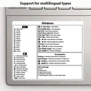 Windows Mac 시스템 용 노트북  단축키 스티커 Macbook 방수 비닐 데칼 키보드 Lenovo HP Acer Dell