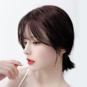 여성가발 사이드뱅 앞머리 정수리가발(레드브라운