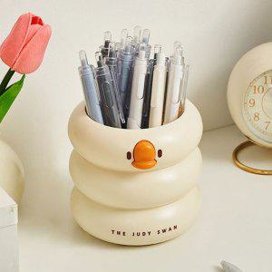 귀여운 병아리 둥근 연필꽂이 2P 리모컨 멀티 보관함