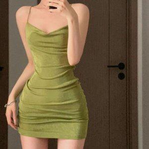 백스트랩 여행룩 셔링 허니문원피스 미니원피스