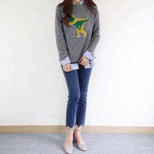 니트티 반목니트 여름니트 부클니트 공룡 라운드