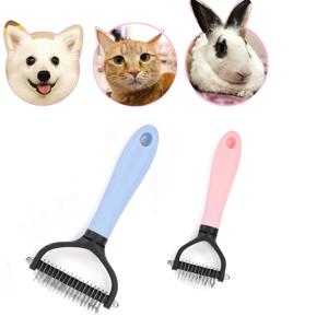 반려동물 데매팅 빗-고양이 및 개용 양면 언더 코트 갈퀴-손쉬운 매트 및 엉킴 제거용 안전한 그루밍 도구, 1PC