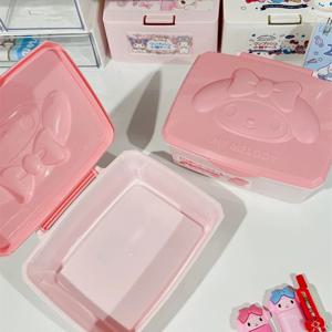 애니메이션 산리오 헬로 키티 멜로디 플립 뚜껑 보관 상자 만화 Kt 고양이 학생 기숙사 면봉 치실 잡화 상자