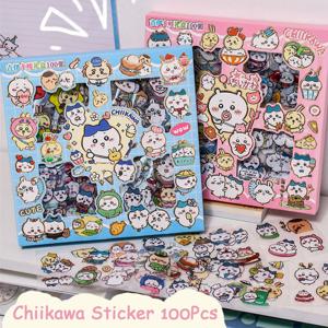 100PCS Chiikawa Sanrio 스티커 장난감 귀여운 투명 Applique 컴퓨터 스케이트 보드 DIY 장식 액세서리 크리스마스 선물