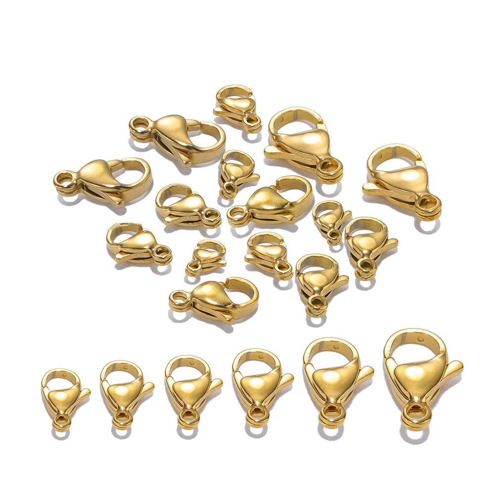 DIY 목걸이 팔찌 체인에 대 한 25pcs 18K 골드 스테인레스 스틸 랍스터 걸쇠 후크 패션 쥬얼리 결과 용품 만들기