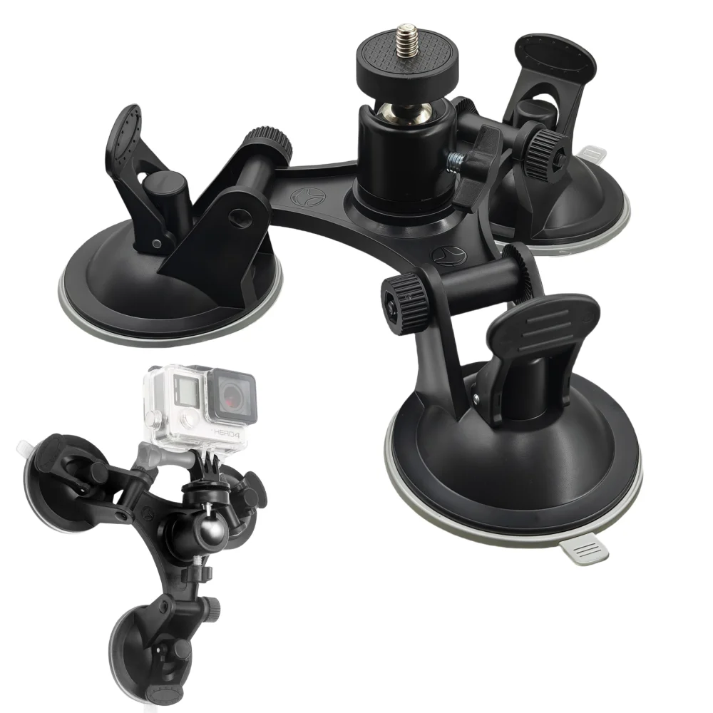Insta360 X5 X4 X3 Dji Action 5 Pro 4 3 Hero 12 11 10 카메라 액세서리용 삼각형 차량용 흡착판 유리 홀더 삼각대 마운트
