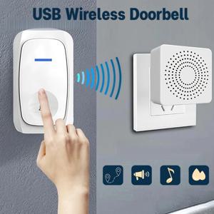 무선 USB 초인종 방수 환영 차임 홈 도어 벨 지능형 38 노래 알람 설치가 용이함 배선 필요 없음
