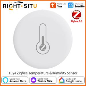 Tuya Zigbee 3.0 온도 습도 센서 온도계 APP 원격 모니터 스마트 라이프와 함께 작동 Yandex Alexa ZHA Zigbee2Mqtt