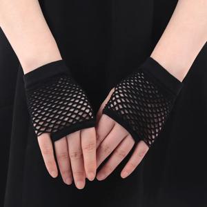 Womens 섹시 할로우 아웃 장갑 짧은 Fishnet 그물 장갑 핑거리스 메쉬 장갑 펑크 록 나이트 클럽 파티 팔 따뜻하게 장갑