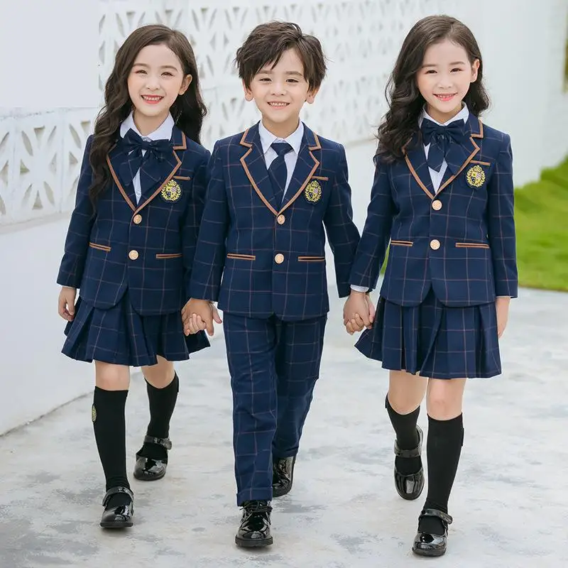 영국 학교 유니폼 유치원 유니폼, 어린이 초등 학교 착용, 학생 어린이 코러스 의상, 4 개 세트 커스텀