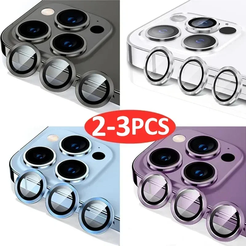2-3pcs iPhone 11 12 13 14 15 Pro Max 15 14 Plus 13 12 iPhone 14 Pro Max의 미니 카메라 유리 용 금속 카메라 렌즈 보호대