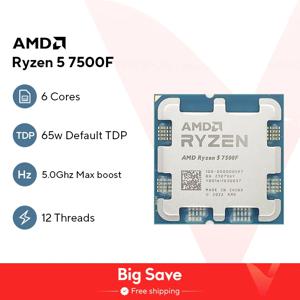 AMD 라이젠 5 7500F R5 7500F 3.7GHz 6 코어 12 스레드 CPU 5NM L3 = 32M 100 000001015 소켓 AM5 트레이, 쿨러 없음, 신제품