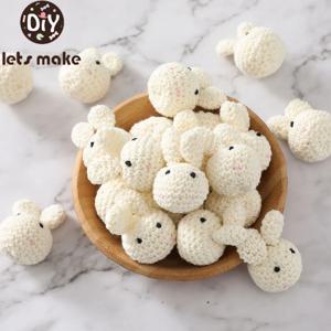 5pc 나무 크로 셰 뜨개질 구슬을 만들자 씹을 수있는 구슬 DIY 나무 젖니가 남 뜨개질 구슬 보석 어린이 침대 감각 장난감 아기 Teether