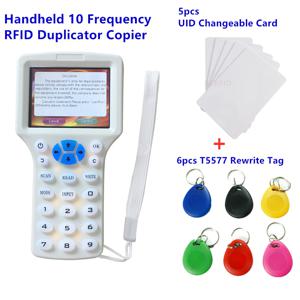 휴대용 rfid 리더 라이터 듀플리케이터, 10 주파수 프로그래머, 1326 HIDProxCard II,S50 1k,EM4100, Keri, AWID,T5577 백업