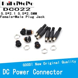 10 개/몫 12V 3A 5.5*2.1 5.5*2.5 플라스틱 남성 플러그 DC022 DC 전원 소켓 암 잭 나사 너트 패널 마운트 커넥터 DC005