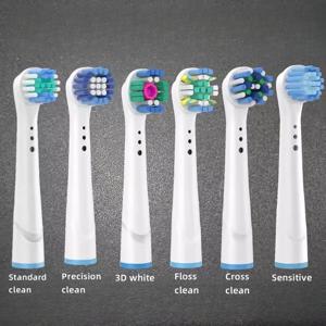 오랄비 전동 칫솔용 교체용 브러시 헤드 4/8개, 플로서스 크로스 액션 3D 프로 화이트 정밀 청소(아이오용 아님)