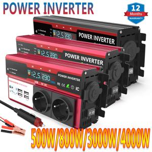 SUDOKEJI 3000W 4000W (최대 전력) 자동차 인버터 RV 보트 용 전원 인버터 500W 800W DC 12V 24V ~ 120V 220V EU 미국 영국 글로벌 소켓