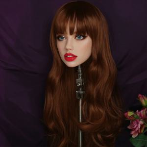 솔리드 tpe 인형 싱글 머리, tpe 재료, 예술적인 메이크업, 성인 남성 장난감, 모의 여성 머리, 진짜 얼굴 디테일은 자주색 머리 (받침대 제외)