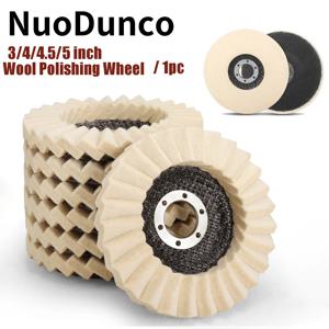 NunDunco 3/4/4.5/5 인치 울 폴리싱 휠 울 펠트 패드 그라인더 액세서리 금속 유리 용 그라인딩 디스크 세라믹 폴리싱 1pc