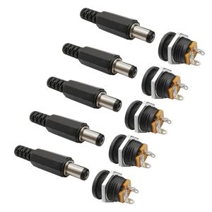 10Pcs (5Pair) 12V 3A 5.5x2.1mm DC 전원 수 플러그 커넥터 DC 전원 소켓 암 잭 나사 너트 패널 마운트 어댑터 5.5*2.1mm