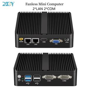 XCY HTPC 미니 PC J4125 셀러론 2955U 3805U 쿼드 코어 듀얼 LAN 2 * COM 팬리스 미니 컴퓨터 코어 i5 4200U 윈도우 10 와이파이 HDMI PC