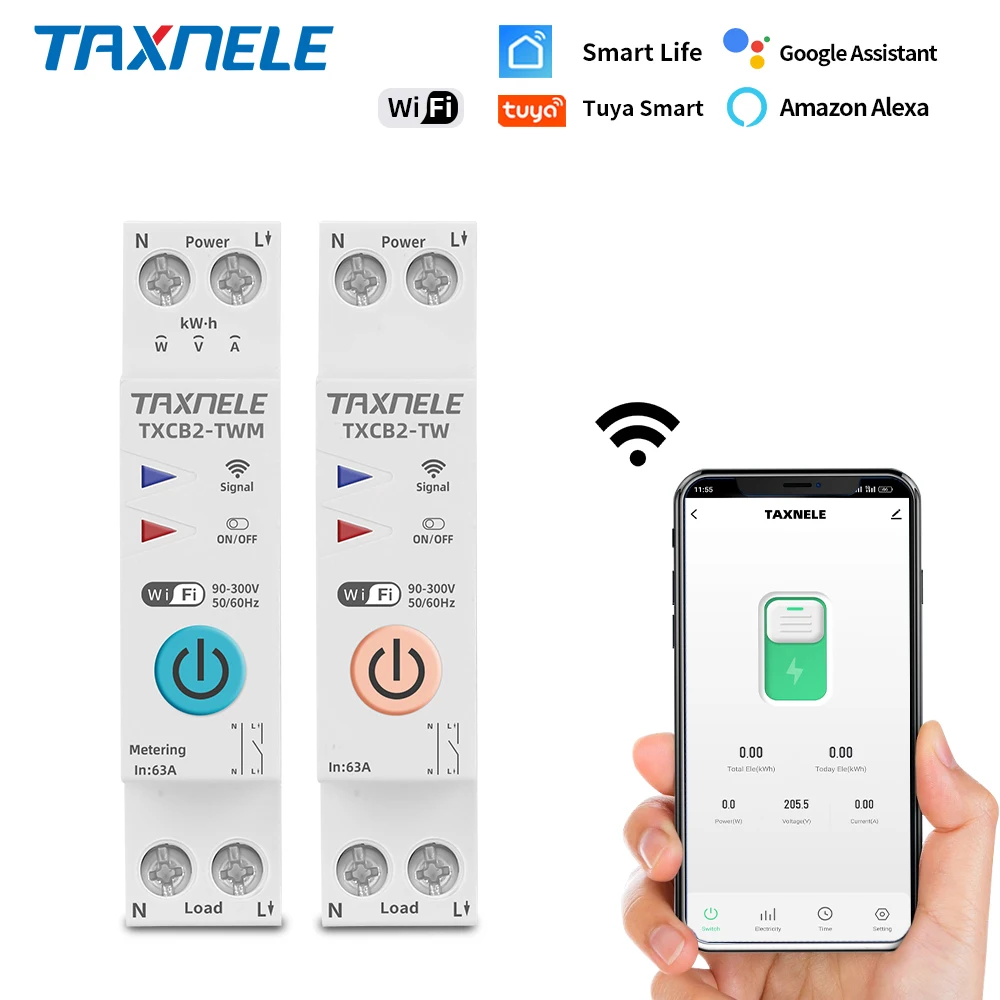1P + N WIFI 스마트 스위치 에너지 미터 KWh 계량 모니터링 회로 차단기 타이머 릴레이 MCB TUYA 스마트 라이프 110VAC 230VAC