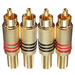 4Pcs 2Pair 골드 RCA 포노 남성 플러그 솔더 오디오 비디오 케이블 어댑터 커넥터 오디오 스피커에 적합