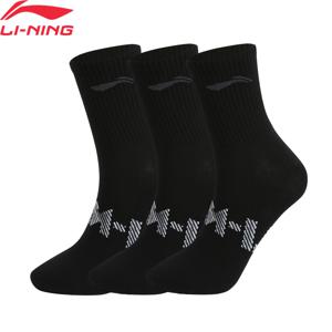 Li-Ning 남여 3 쌍 양말 스포츠 스타일 남성 여성 24-28cm 통기성 안감 편지 통기성 스포츠 양말 AWTV005