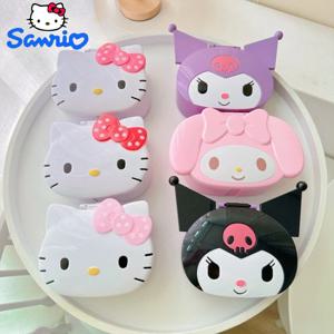 Sanrio 헬로 키티 테이블 거울 보관 상자 소녀를위한 Kawaii 데스크탑 메이크업 거울, 애니메이션 캐릭터 스타일링 만화 보관 상자