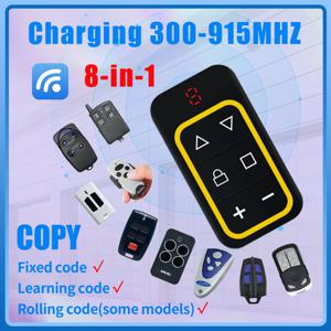 8 in 1 범용 차고 문 원격 컨트롤러 충전식 RF433Mhz 게이트 키 복사기 다중 주파수 도어 오프너 300-915 MHz