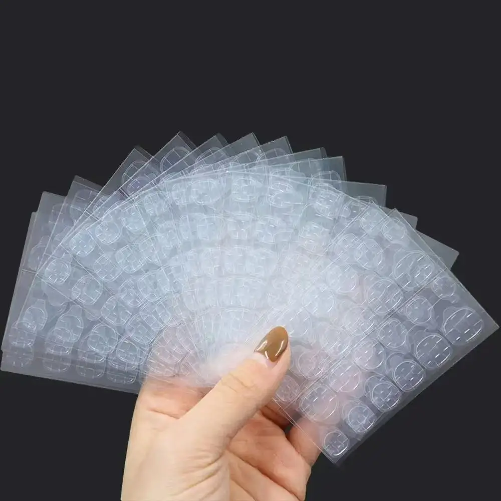 600PCS 양면 접착제 네일 스티커 접착 탭 방수 통기성 가짜 네일 접착제 스티커 젤리 거짓 손톱 팁
