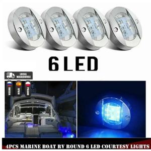LED 라운드 크롬 해양 LED 트랜섬 마운트 스턴 앵커 네비게이션 라이트, 방수 보트 해양 조명, 6-2835-SMD, 12V DC, 3 인치, 6