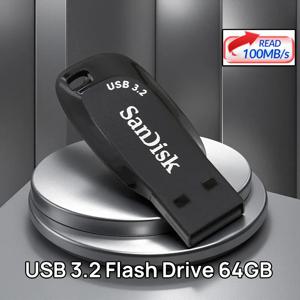 샌디스크 USB 3.2 64GB USB 플래시 드라이브 CZ410 펜 드라이브 메모리 스틱 블랙 U 디스크 미니 펜드라이브 블랙 외장 스토리지 (노트북용)